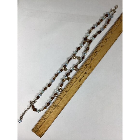 Brighton Double Strand Beaded Necklace Brown Blue With 4 Bags - Picture 9 of 11